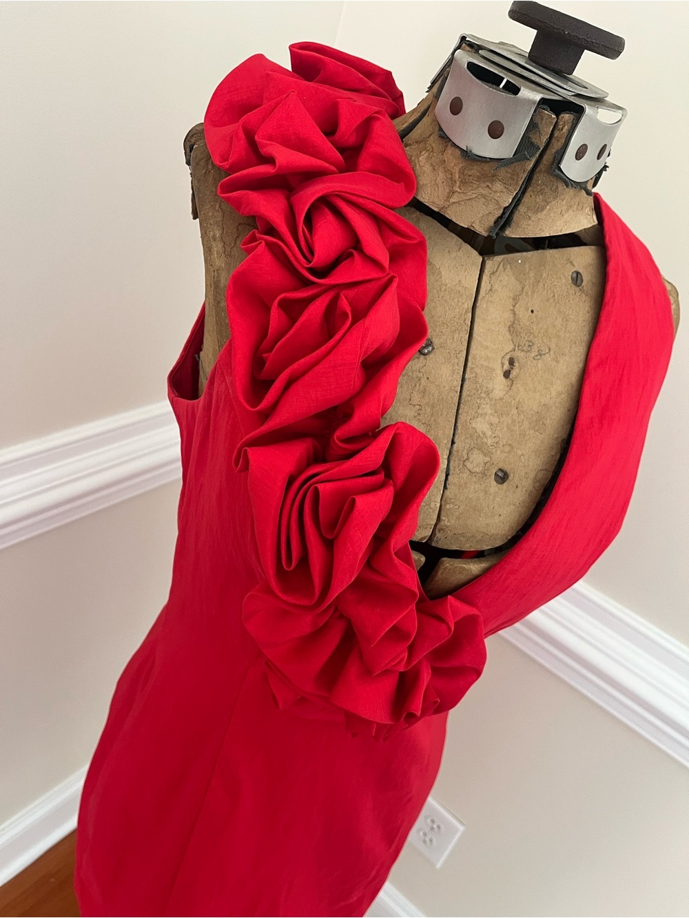 Cache Rosetta Cocktail HOCO Semiformal Red Ruffle Dress